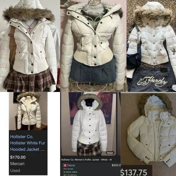 Jennifer body cream white  Puffer Jacket hollister vintage rare gap hoodie - Picture 3 of 15